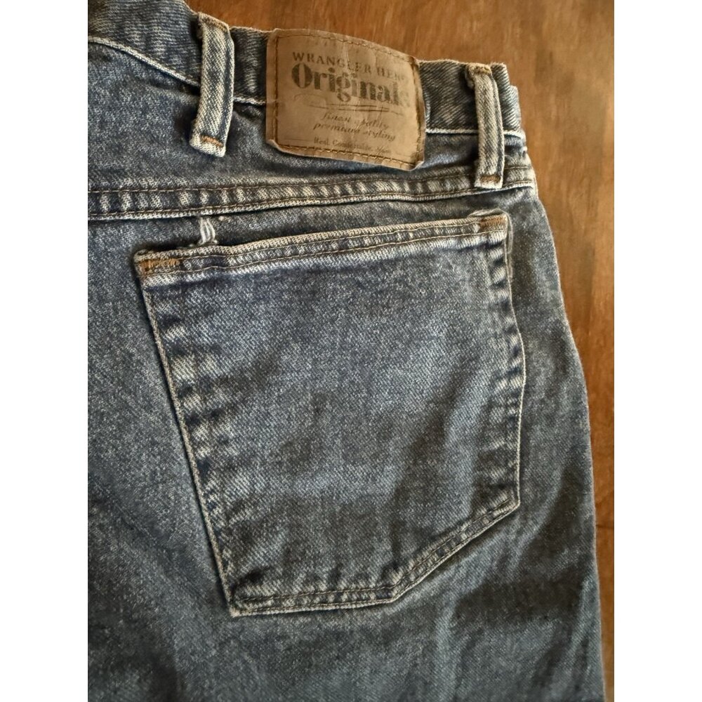 Men's Wrangler Hero Originals Shorts Blue Denim 40 Cotton Y2k 5 Pocket Vintage - Picture 9 of 9